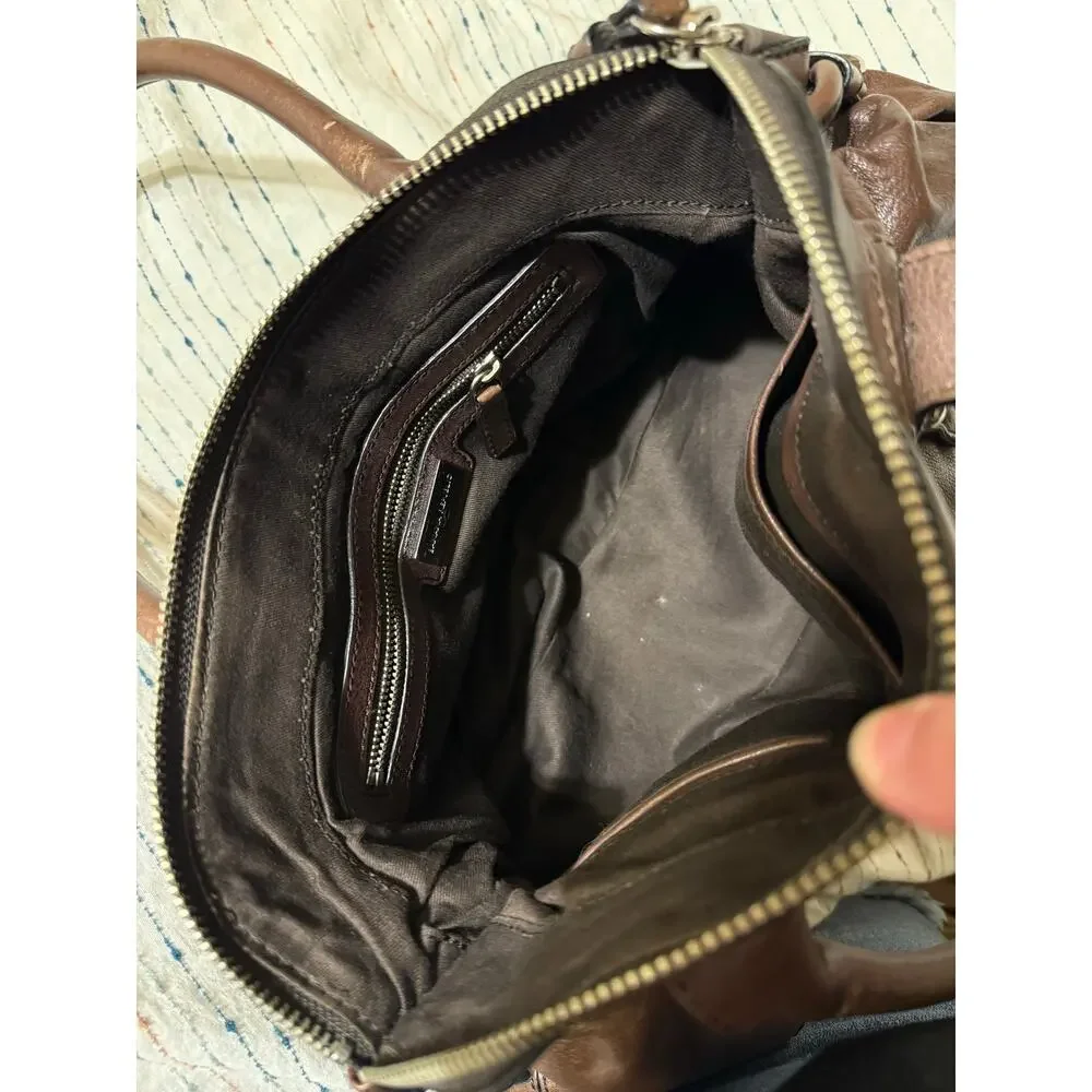 Banana Republic Vintage Brown Leather Shoulder Satchel Bag Purse w/ Dust Bag Y2K